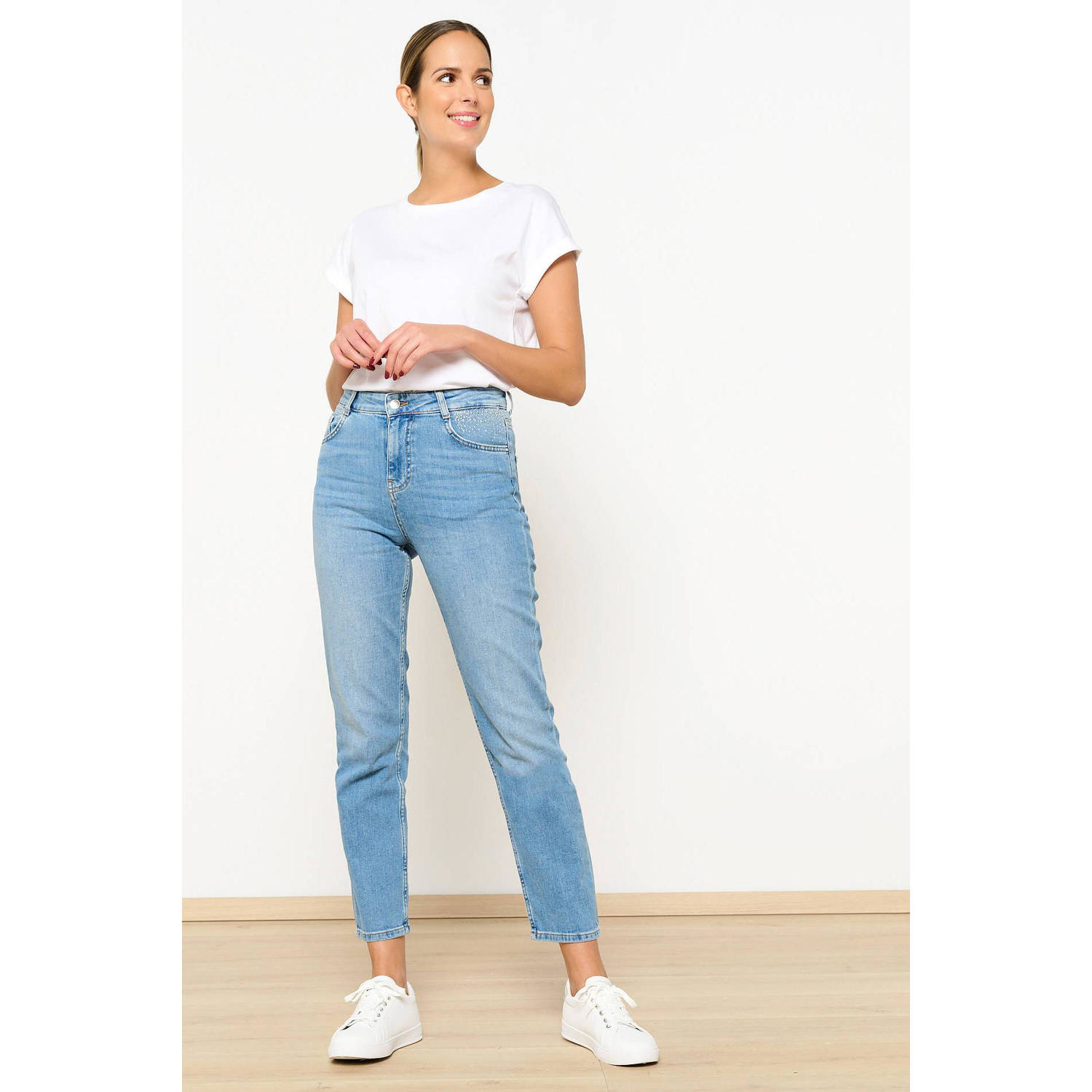LOLALIZA high waist slim fit jeans light blue denim