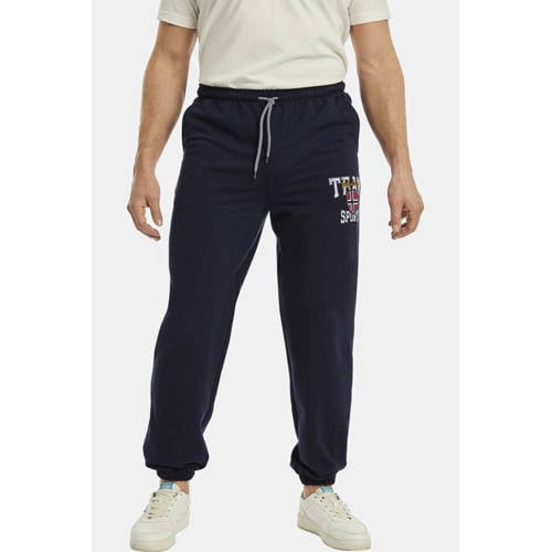 Jan Vanderstorm regular fit joggingbroek THIBOR Plus Size met printopdruk donkerblauw afbeelding