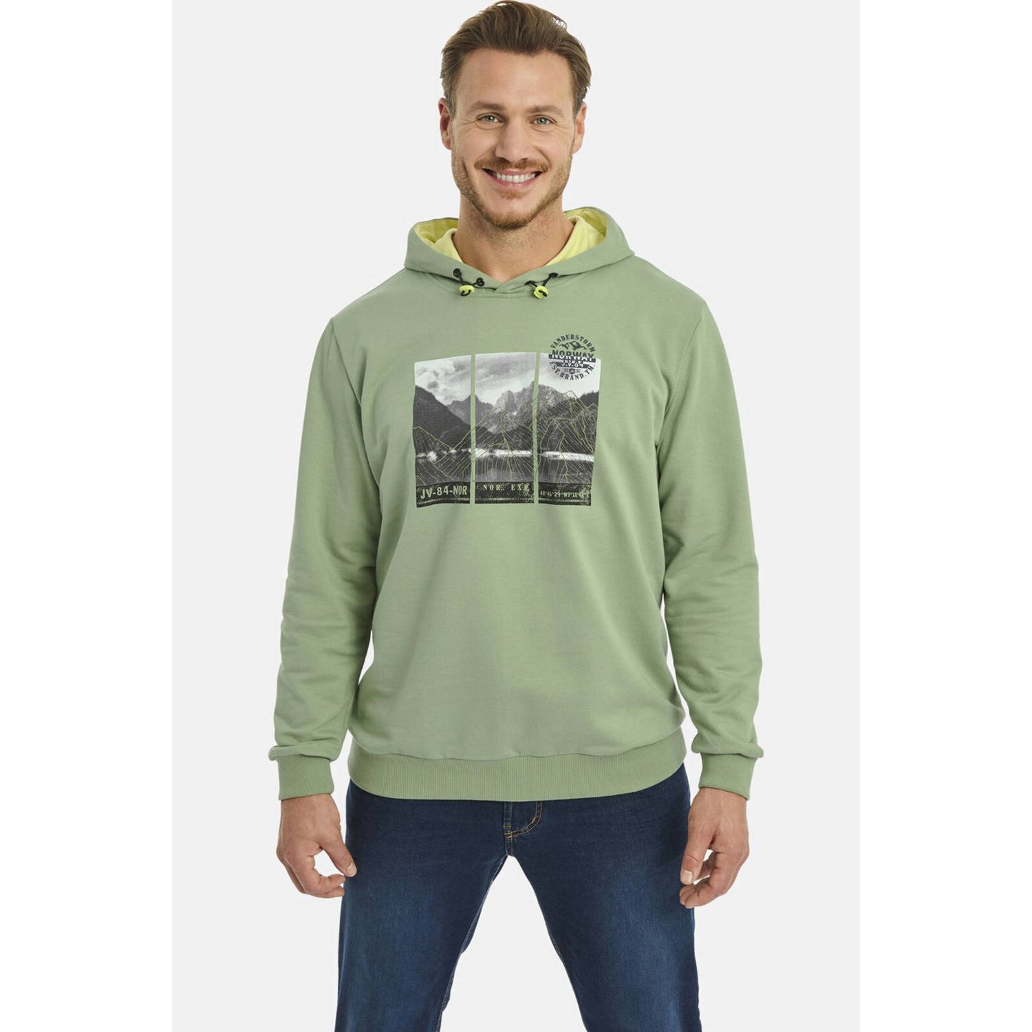 Jan Vanderstorm +FIT Collectie hoodie JIRI Plus Size lichtgroen