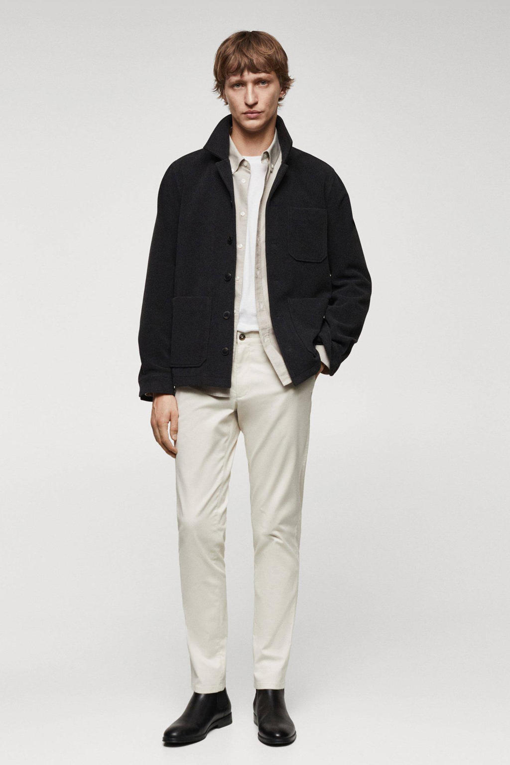Mango Man slim fit pantalon ecru