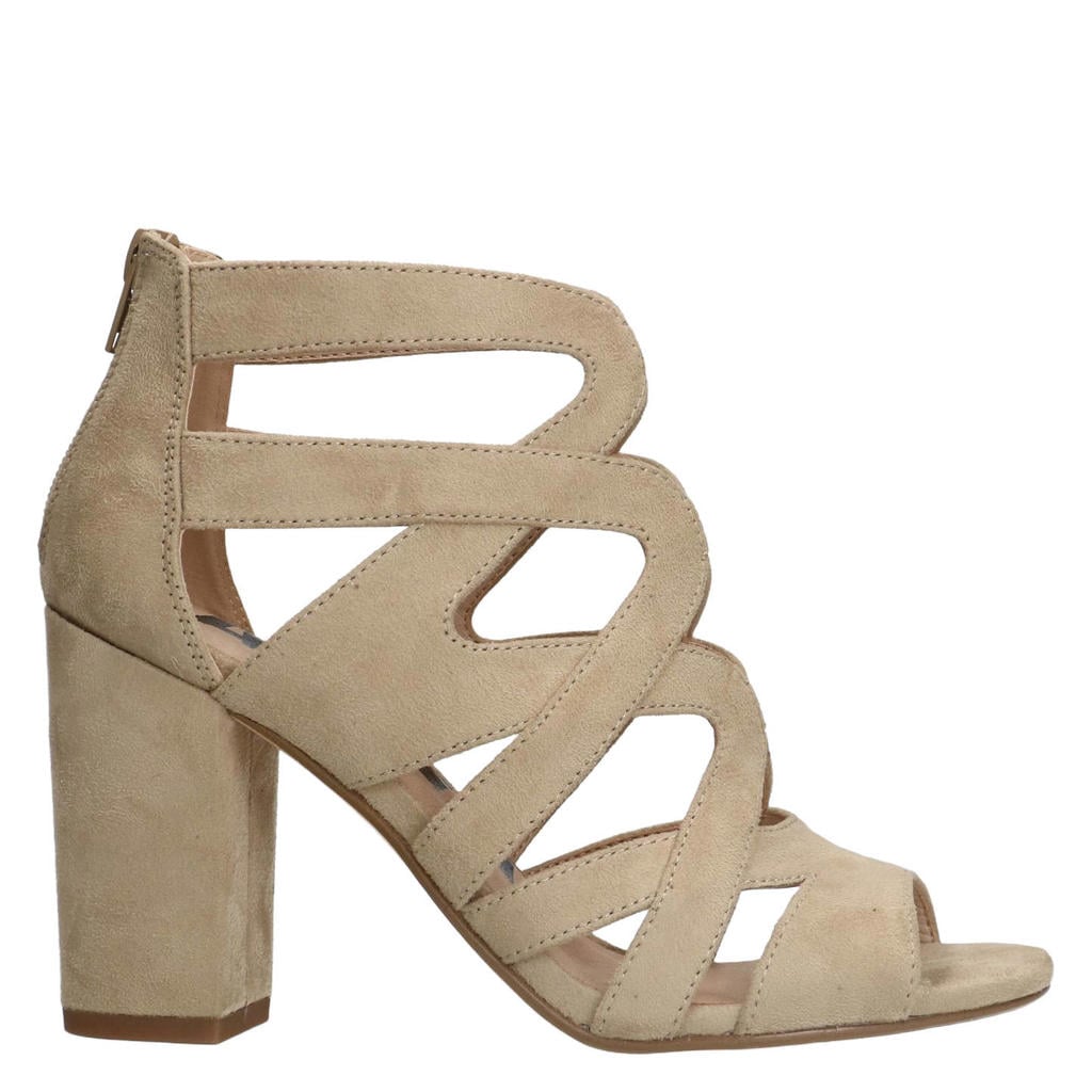 Beige dames Sacha suède sandalettes van synthetisch materiaal met ritssluiting