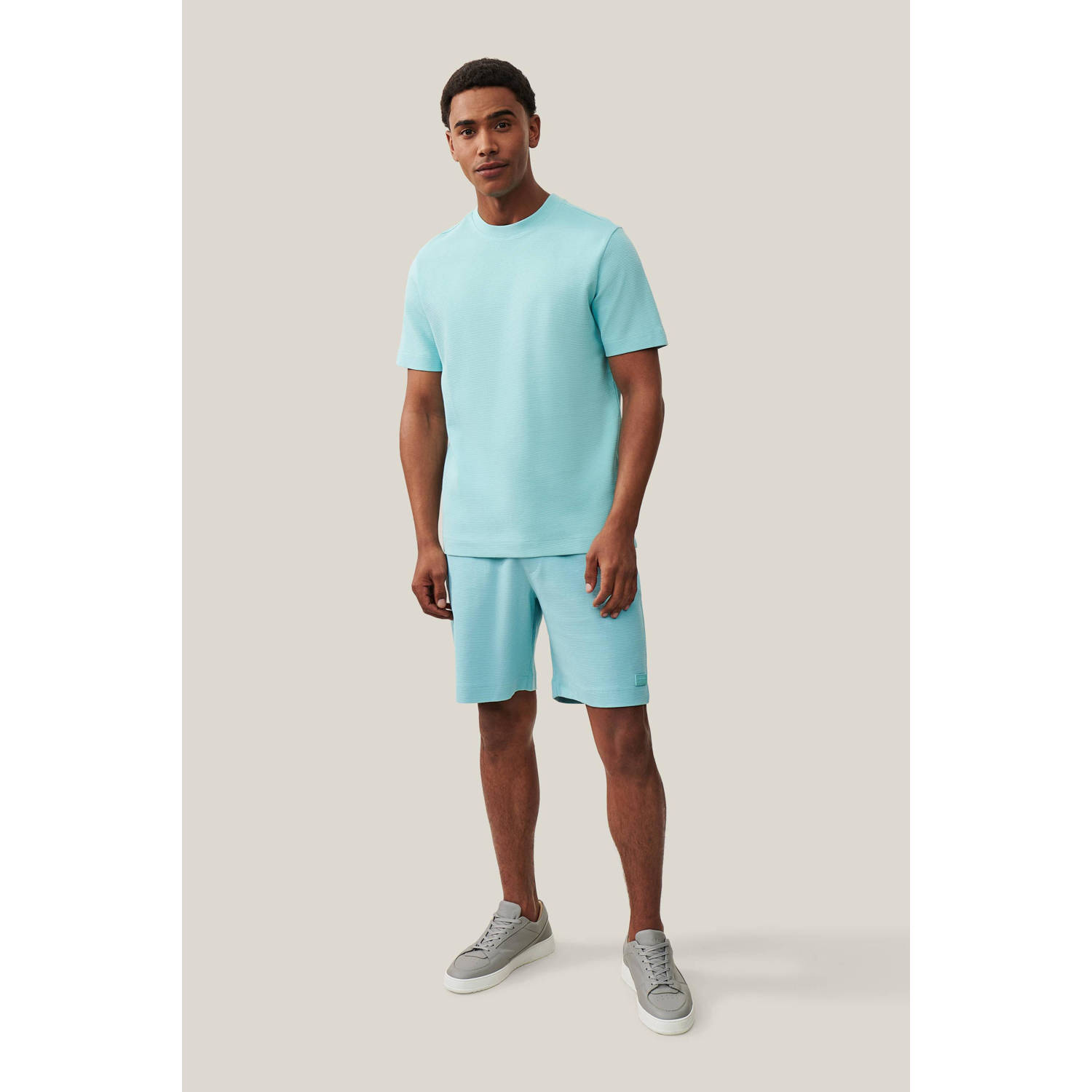 Cavallaro Napoli gebreid oversized T-shirt Coranio met ingebreid patroon aqua