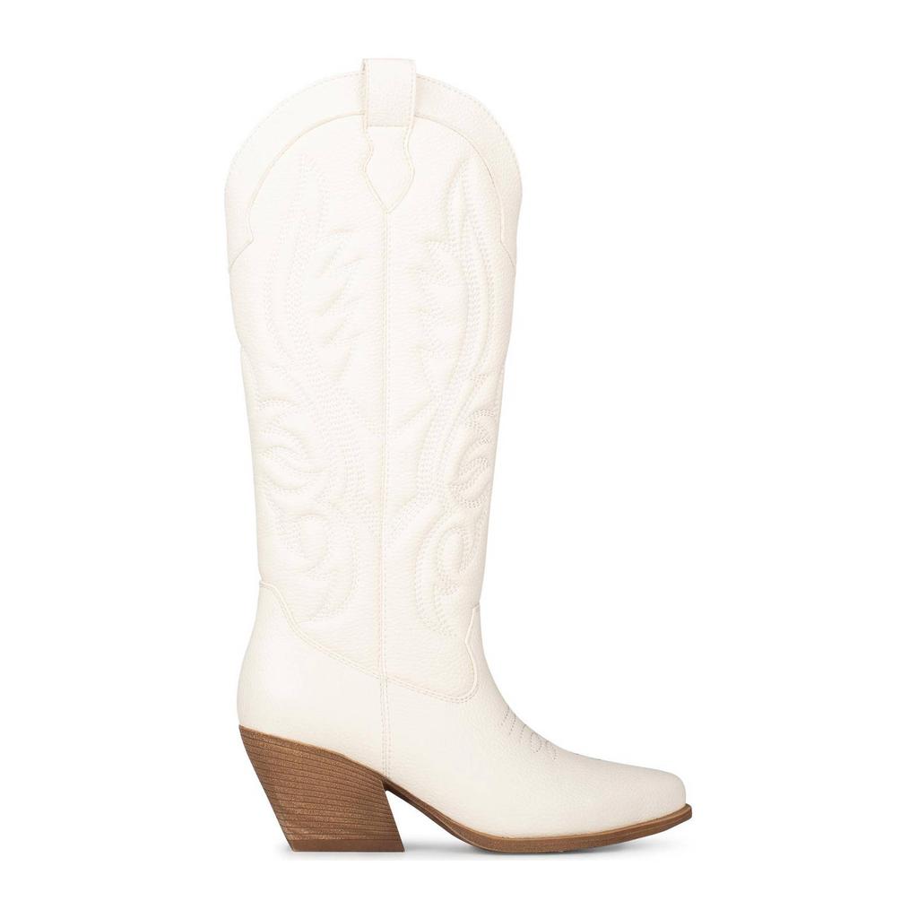 Ecru dames POSH by Poelman Jill cowboylaarzen van imitatieleer met ritssluiting