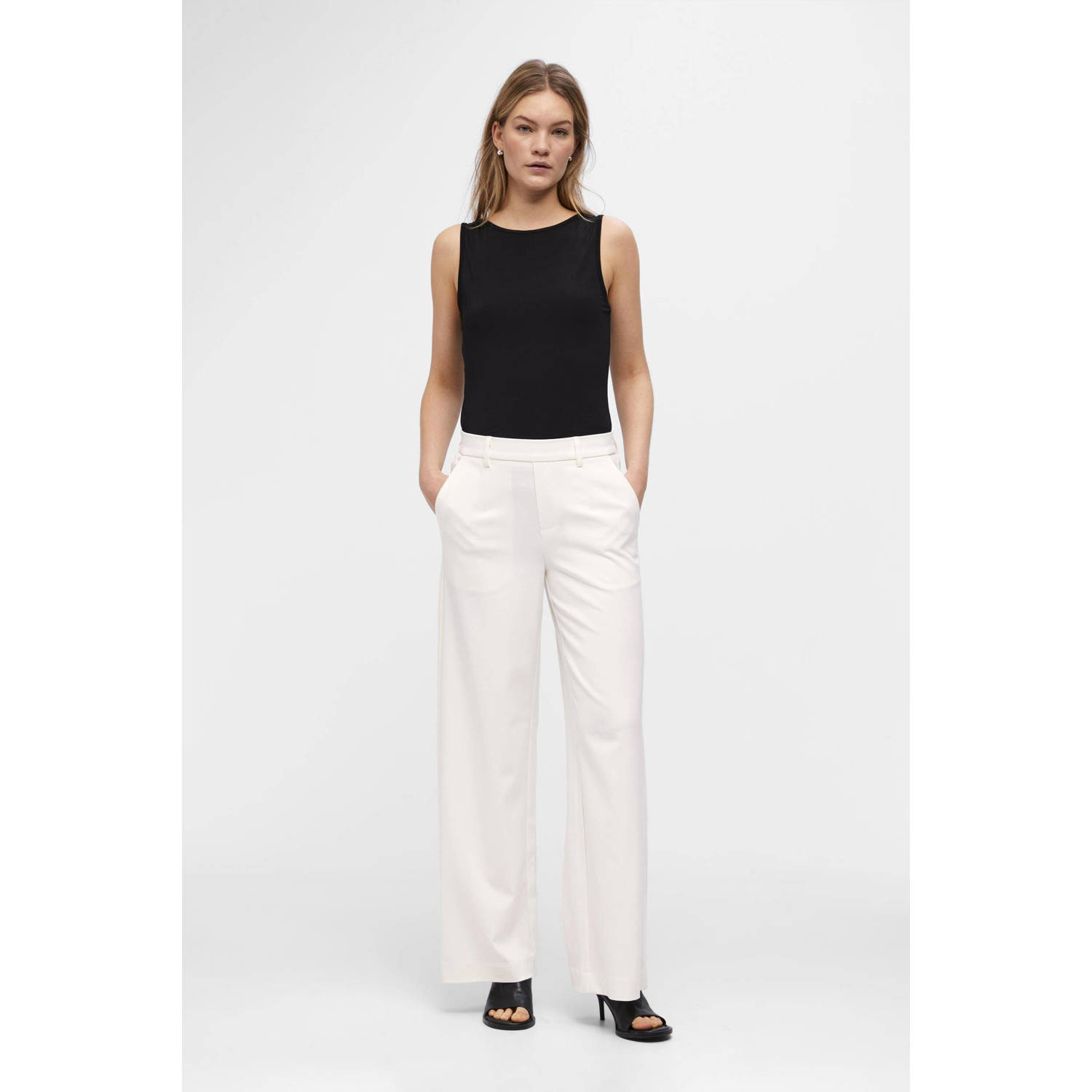 OBJECT wide leg pantalon OBJLISA creme