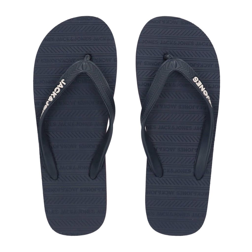 Donkerblauw en rode heren JACK & JONES Jfwbasic teenslippers van rubber