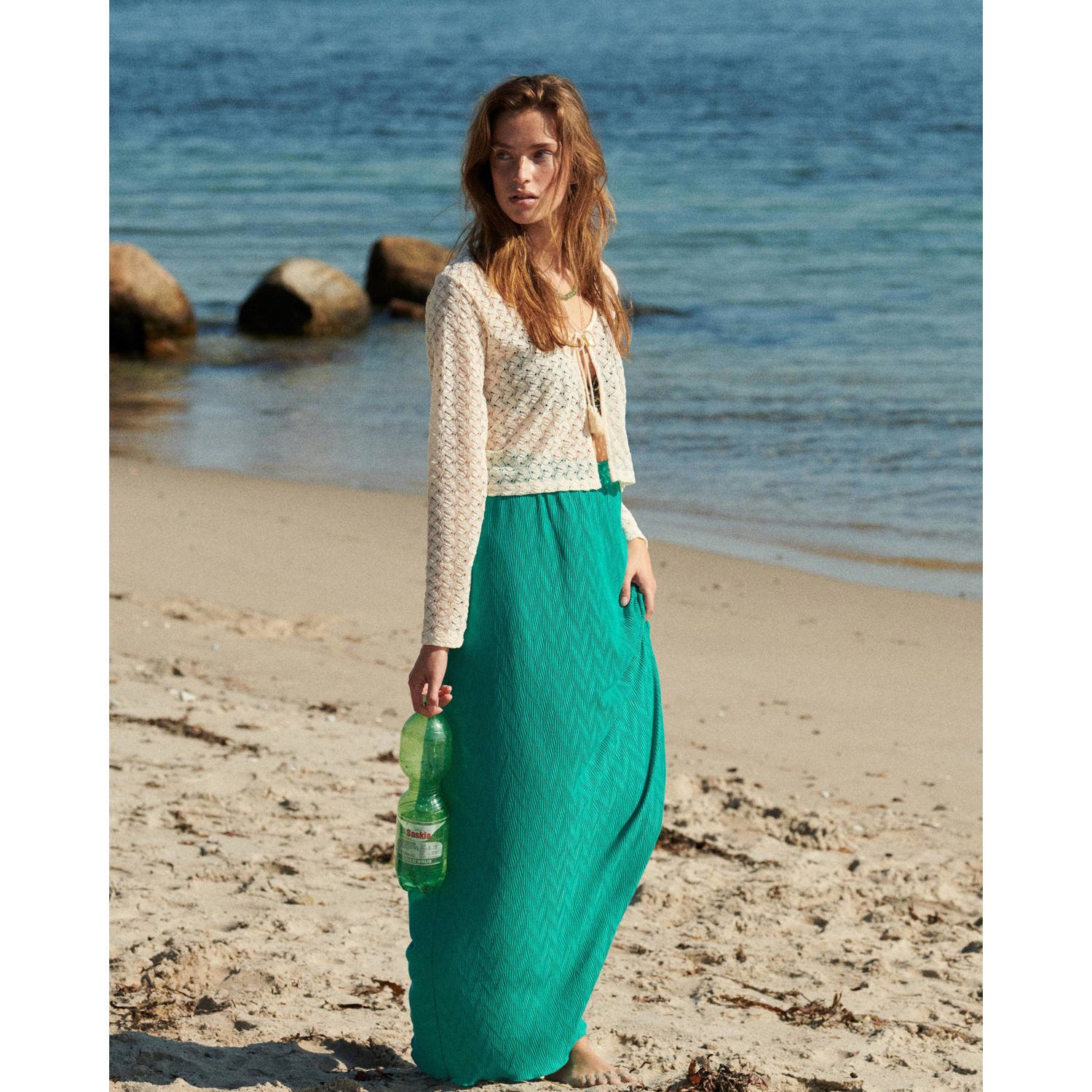 VILA midi rok VIPLISEA turquoise