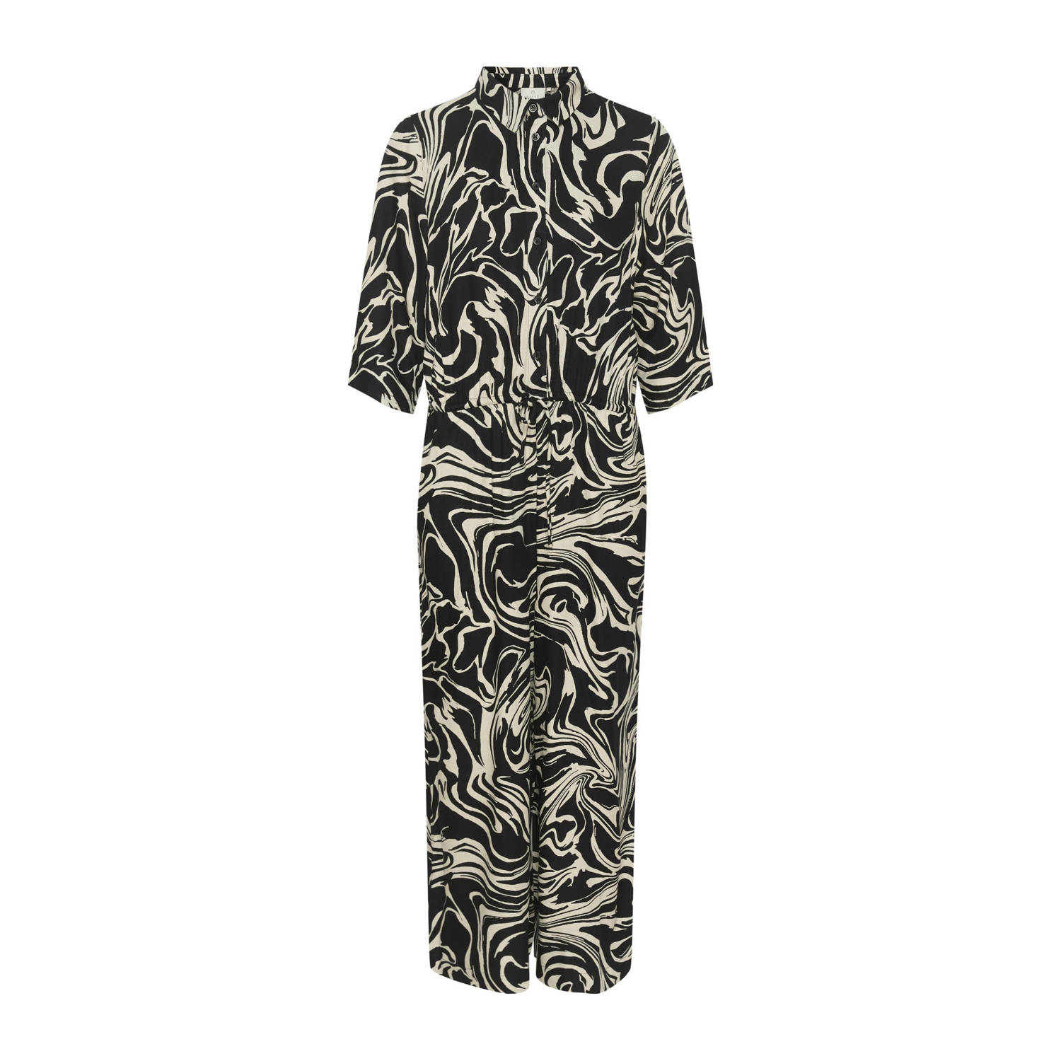 Kaffe jumpsuit met all over print zwart ecru