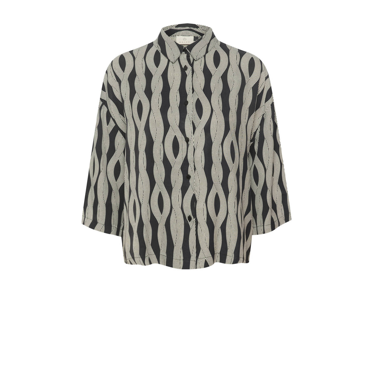 Kaffe blouse Kacarlbie met all over print zwart ecru