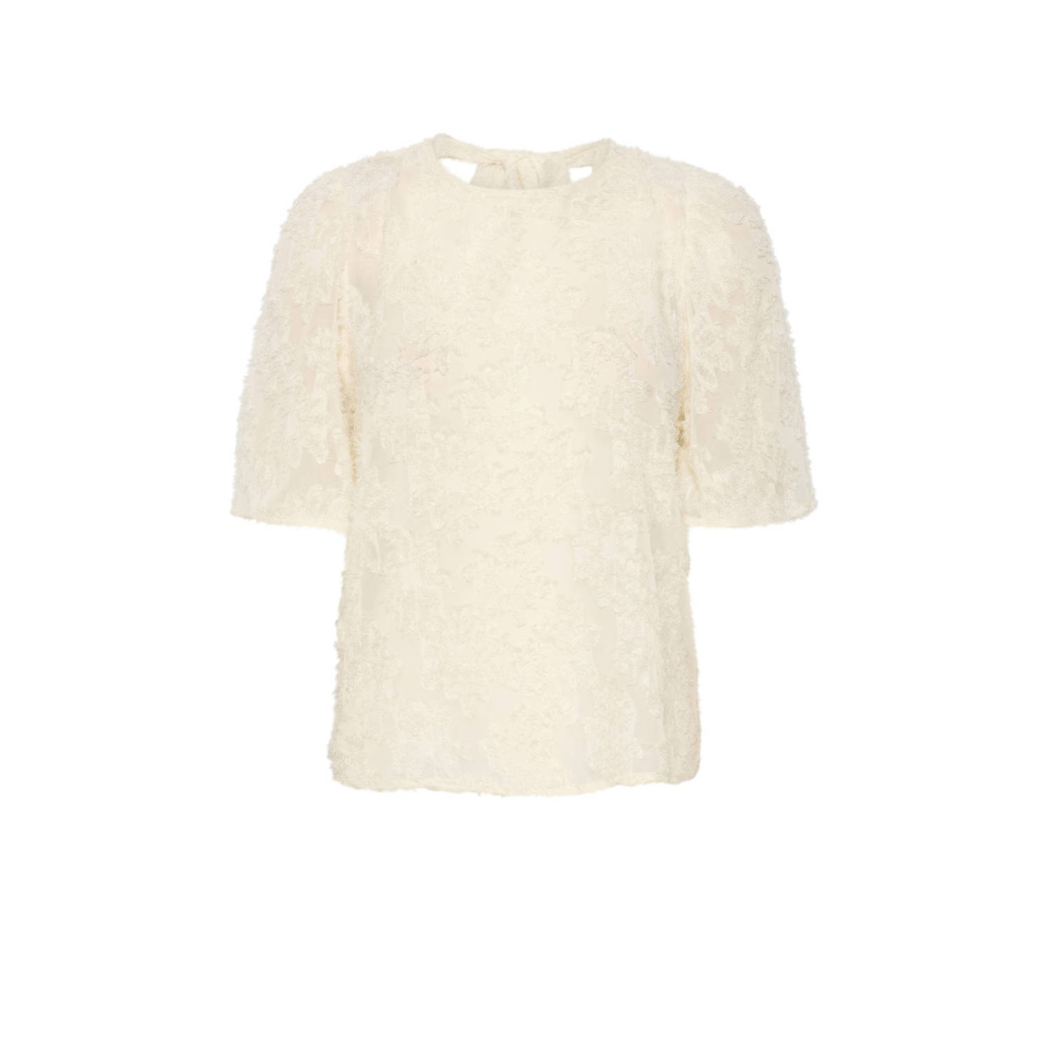 Kaffe Elegante Chiffon Blouse met Geborduurde Details White Dames