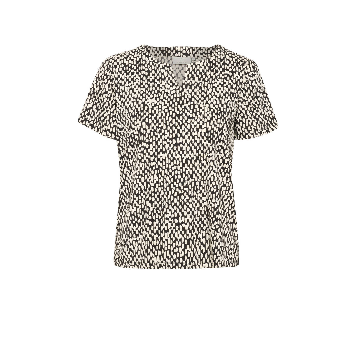 Kaffe top KAbella met all over print zwart ecru