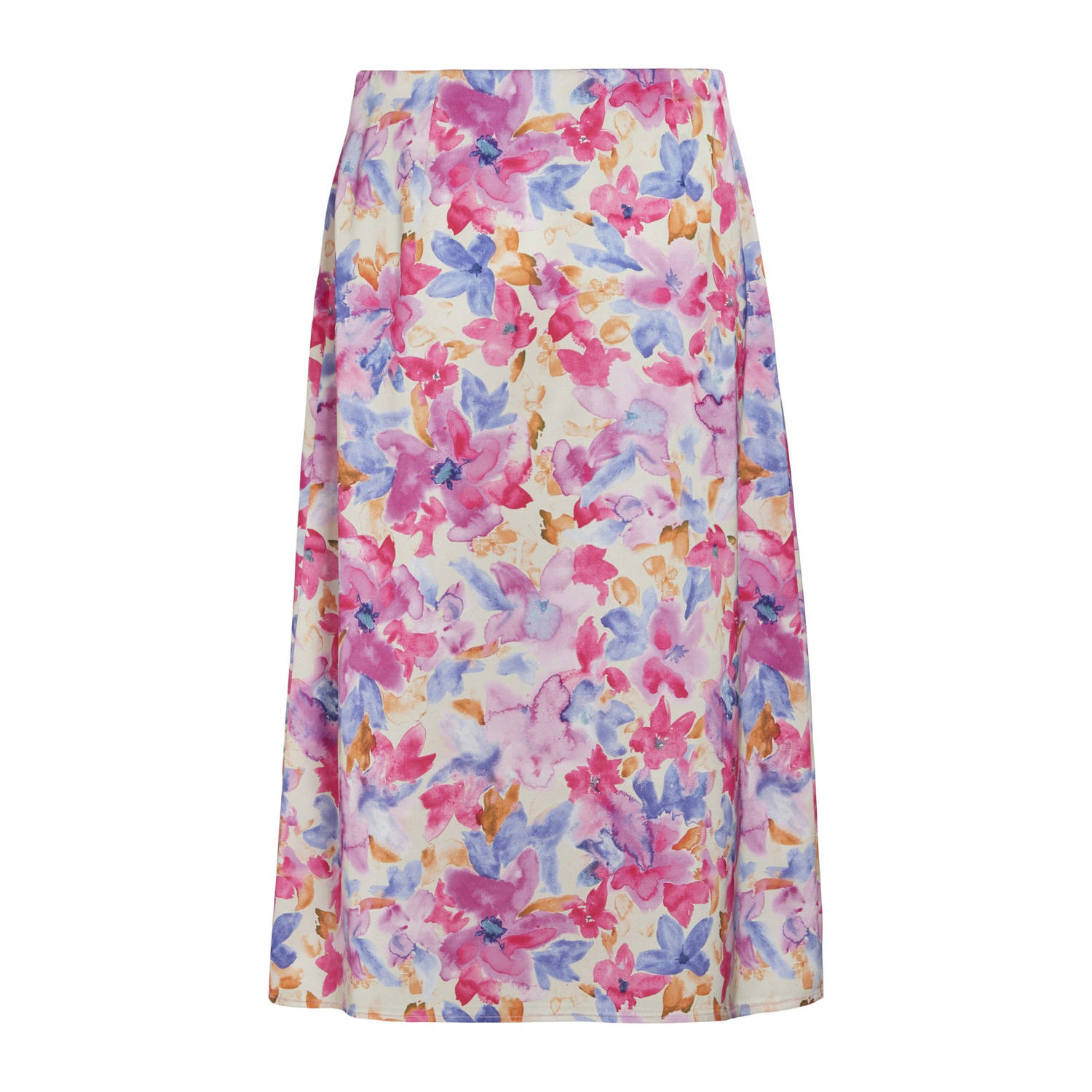 VILA midi rok met all over print roze blauw paars