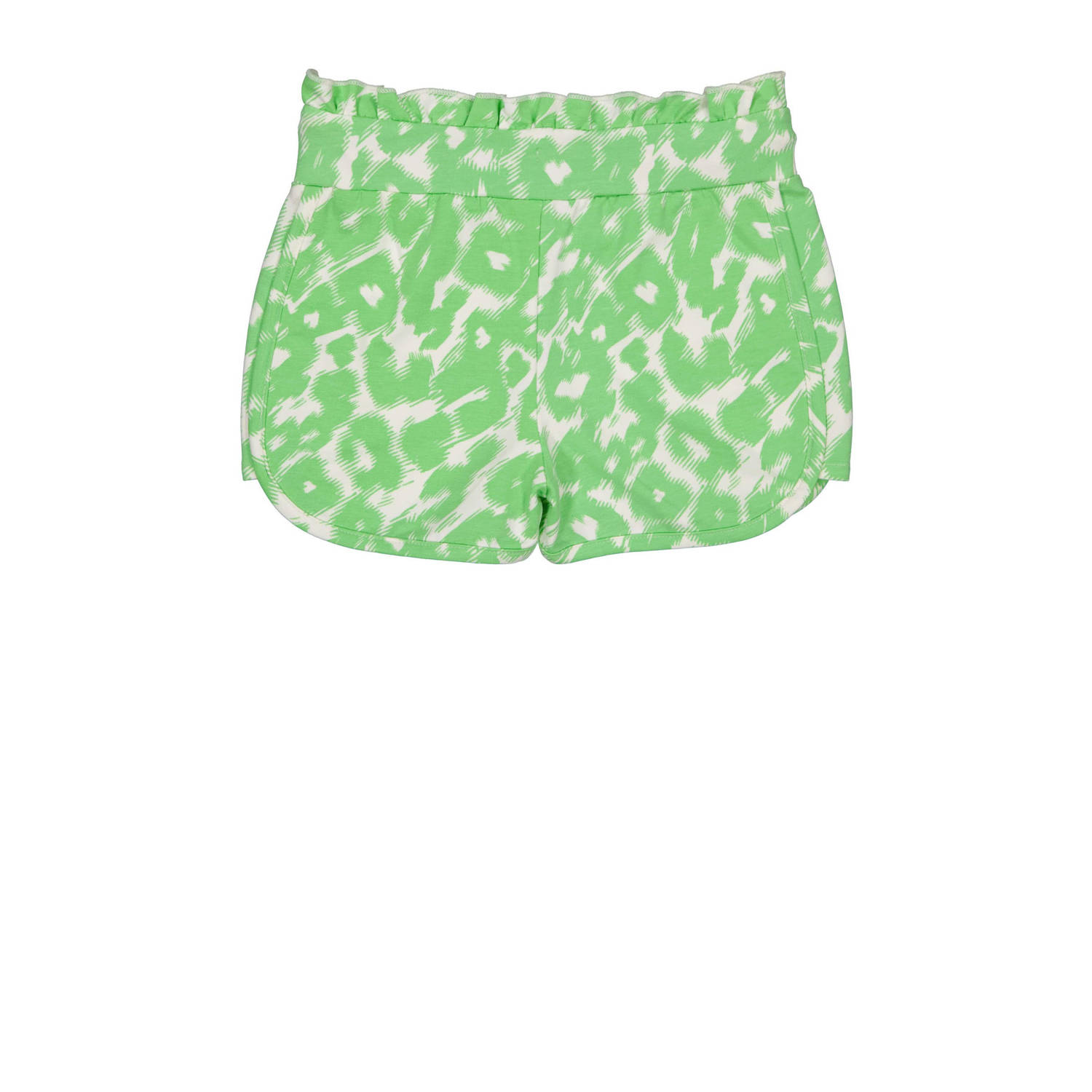 Quapi regular fit casual short YVON met dierenprint lichtgroen wit