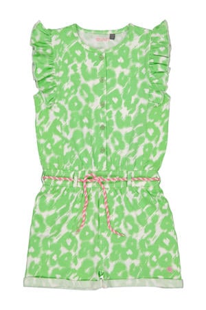 playsuit YASMIN met dierenprint lichtgroen/wit