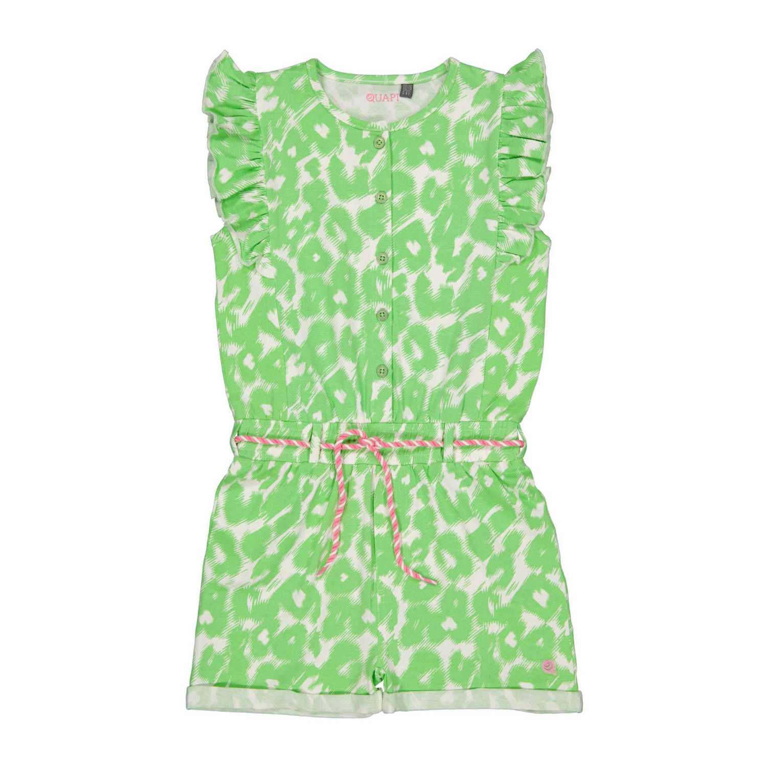 Quapi jumpsuit YASMIN met dierenprint lichtgroen wit