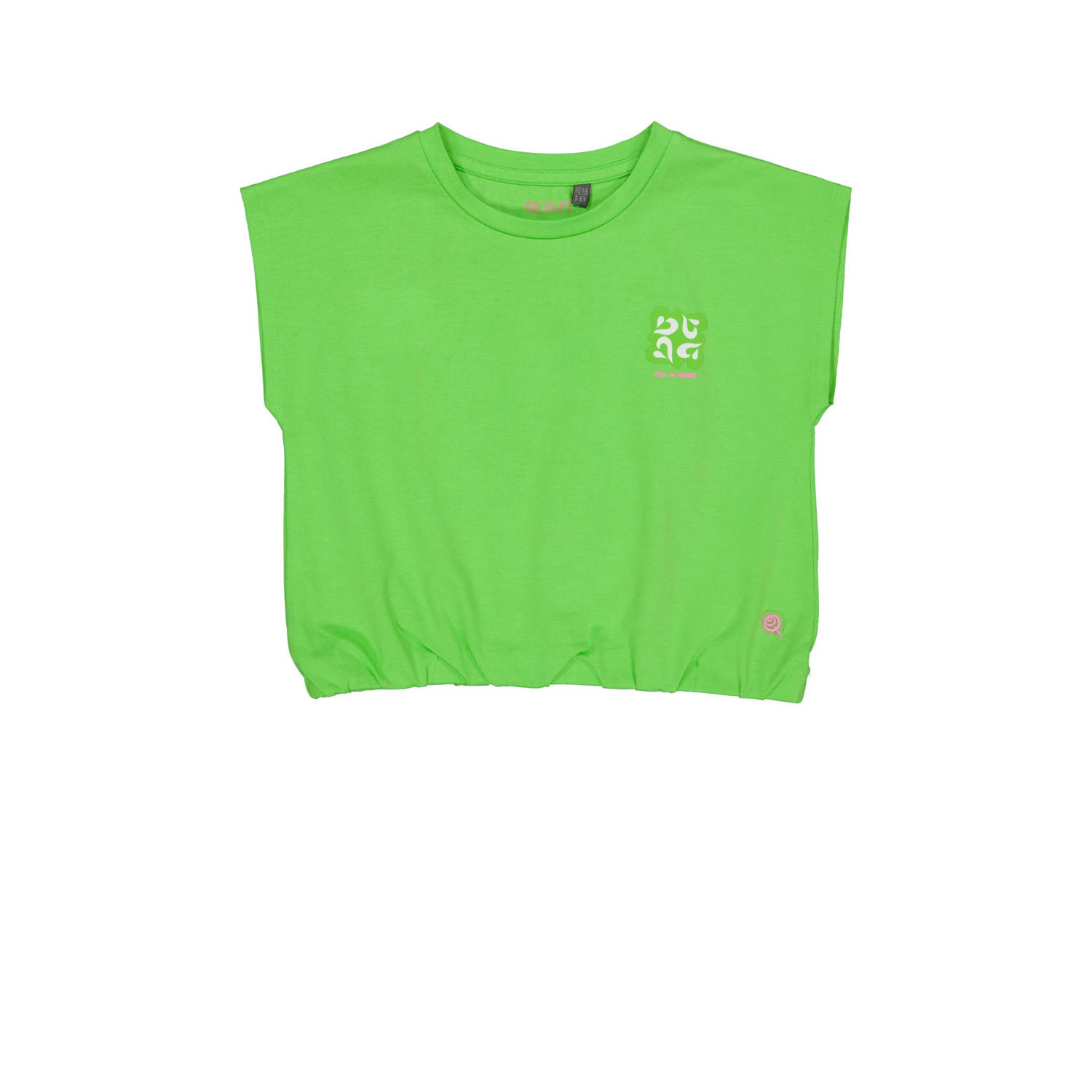 Quapi T-shirt YMKE groen Meisjes Stretchkatoen Ronde hals Effen 110 116