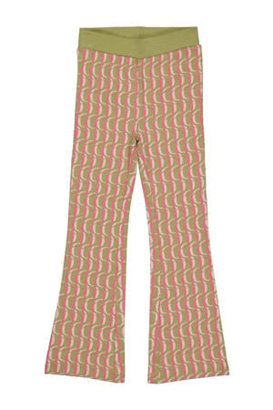 gestreepte regular fit legging BURA groen/roze