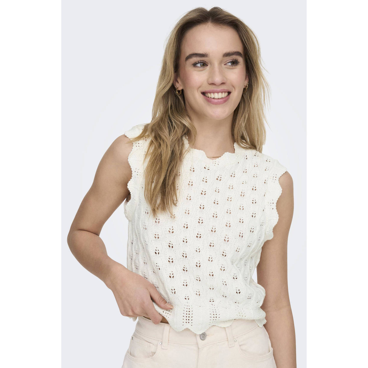 ONLY gebreide top ONLLUNA beige