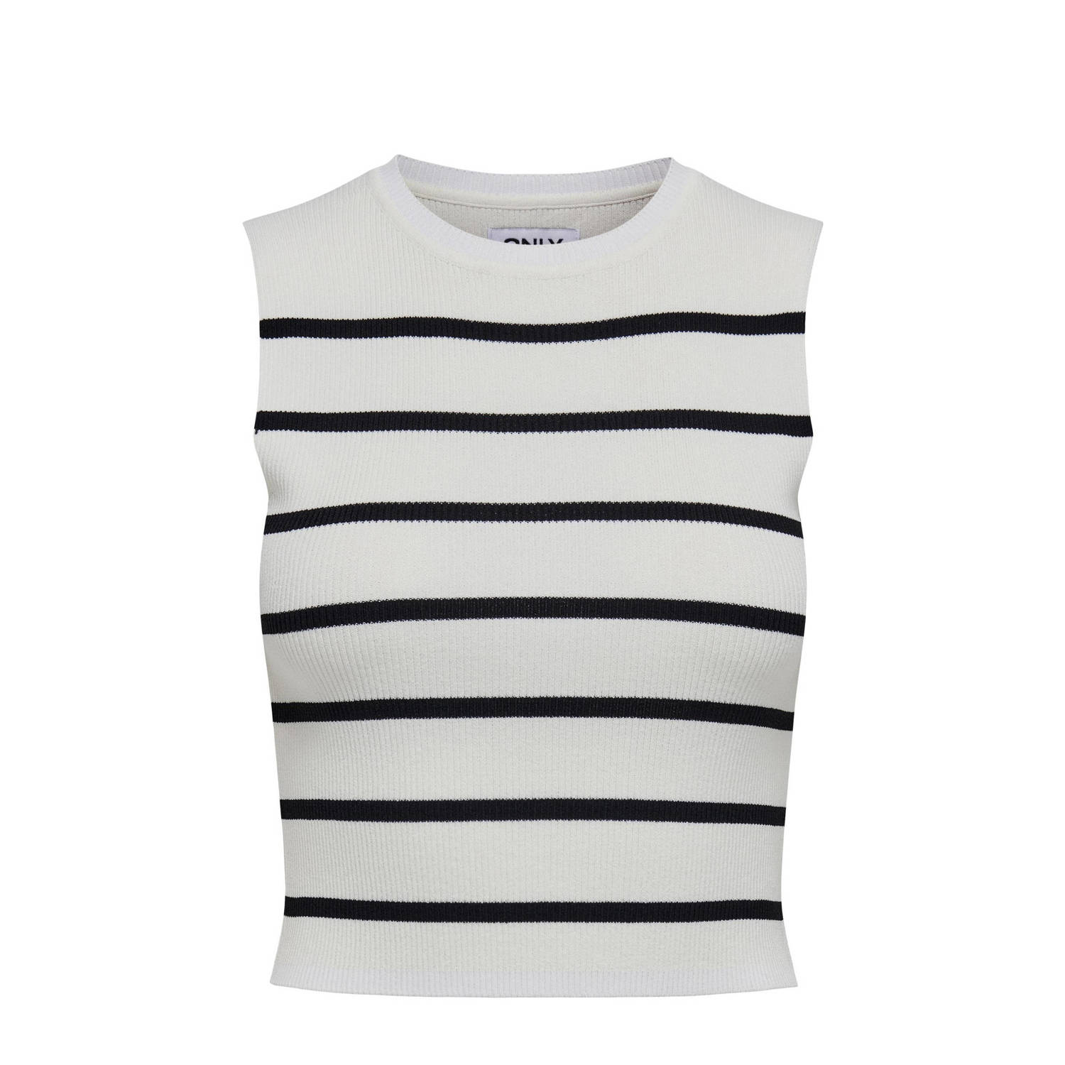 ONLY ribgebreide top ONLMAJLI zwart wit