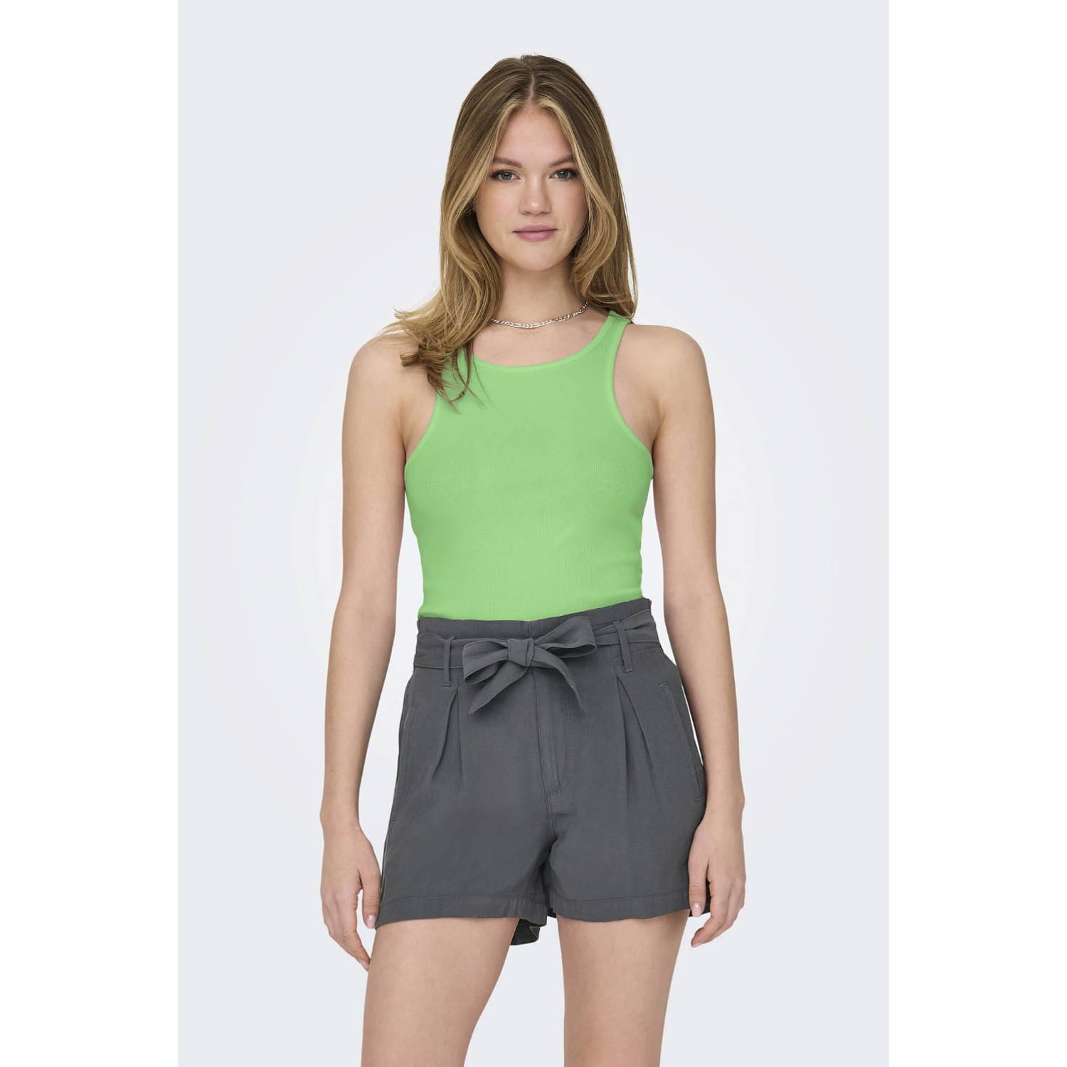 ONLY ribgebreide singlet ONLKENYA groen
