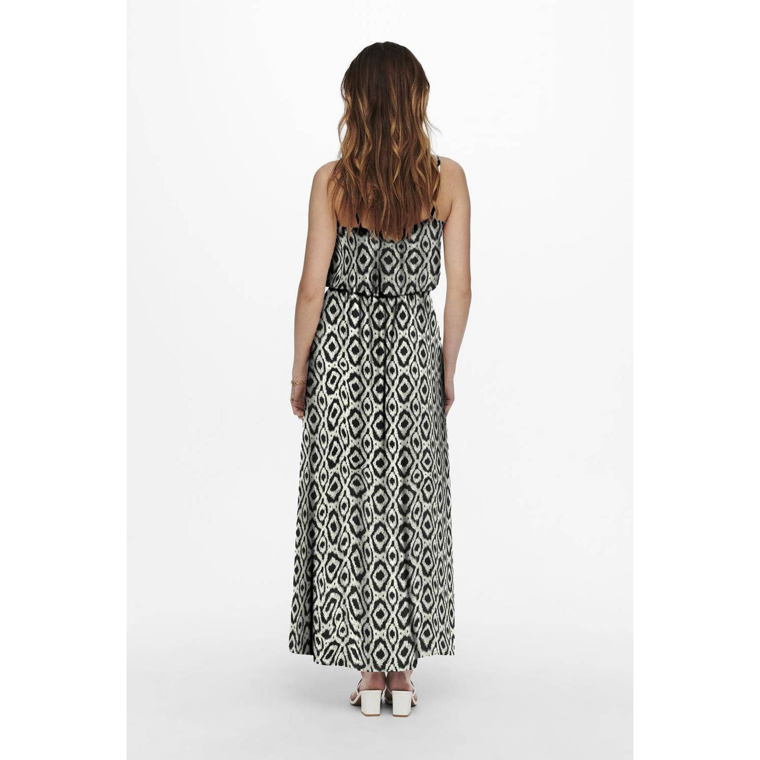 ONLY maxi jurk ONLNOVA zwart crème