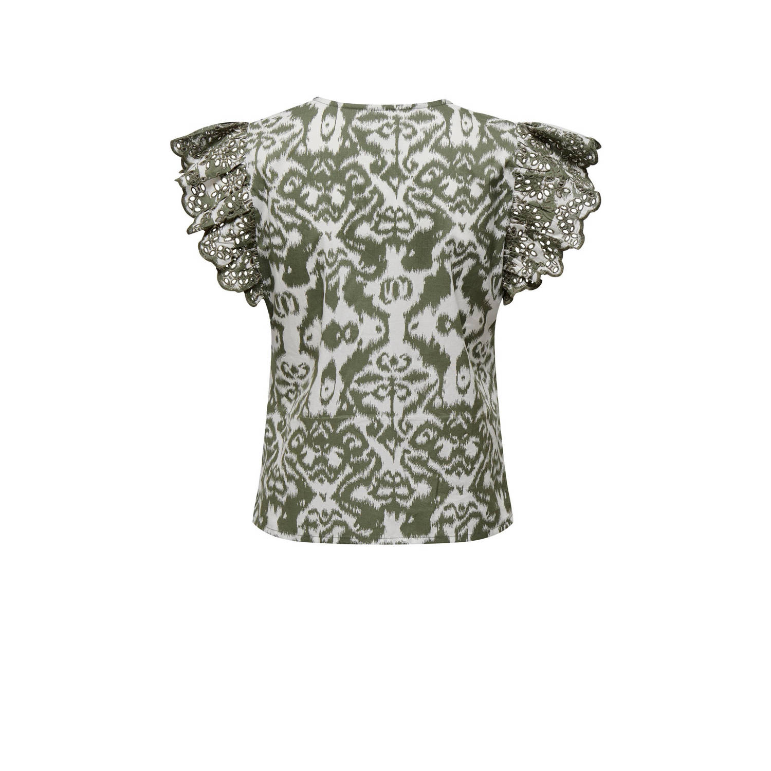 ONLY blousetop ONLLOU met all over print en ruches groen ecru