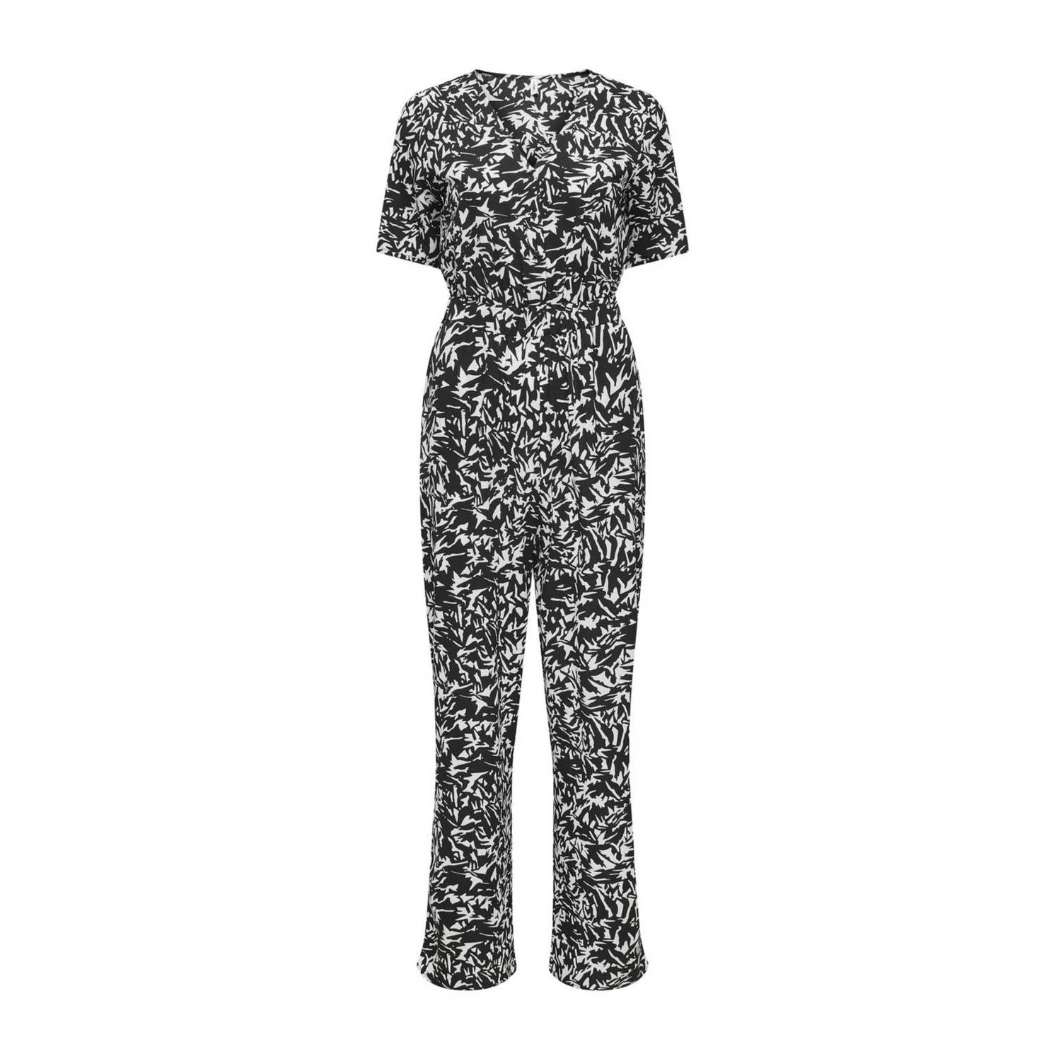 ONLY jumpsuit ONLNOVA met all over print zwart wit