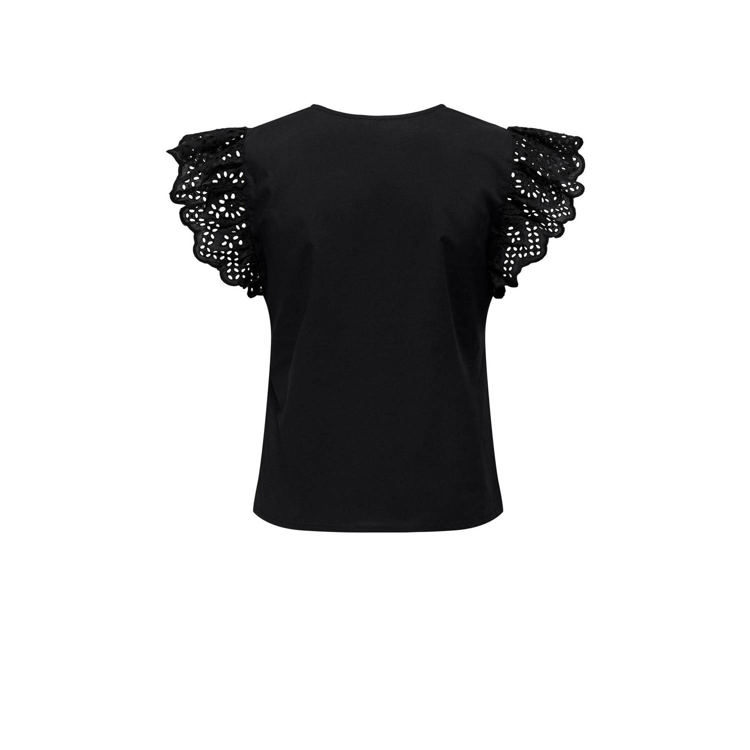 ONLY blousetop ONLLOU met all over print en ruches zwart