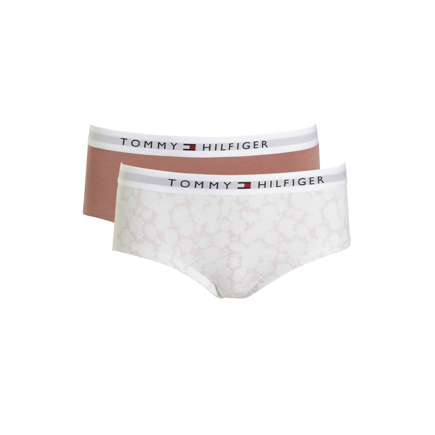 Tommy Hilfiger hipster set van 2 beige oudroze Slip Multi Meisjes Biologisch katoen 128-140