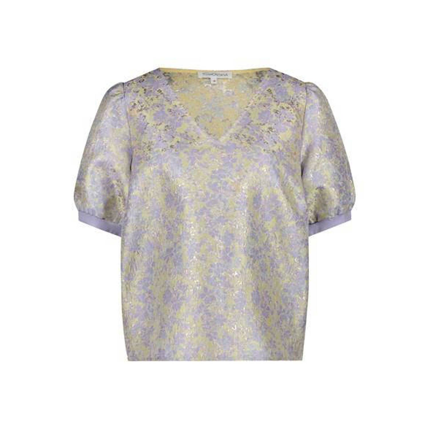 Tramontana top met all over print ecru lila