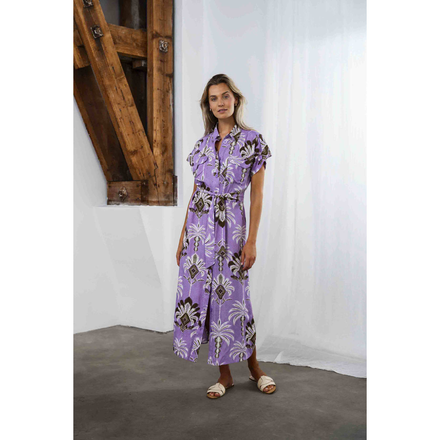 Tramontana blousejurk met all over print lila