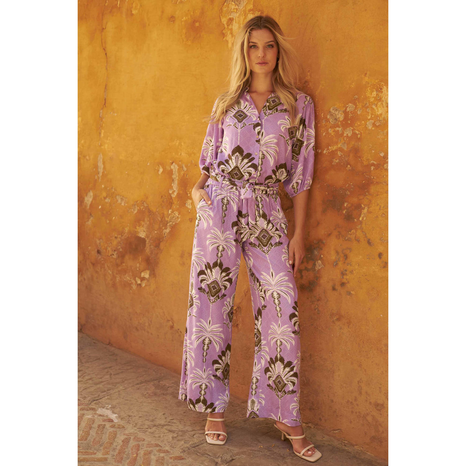 Tramontana blouse met all over print lila