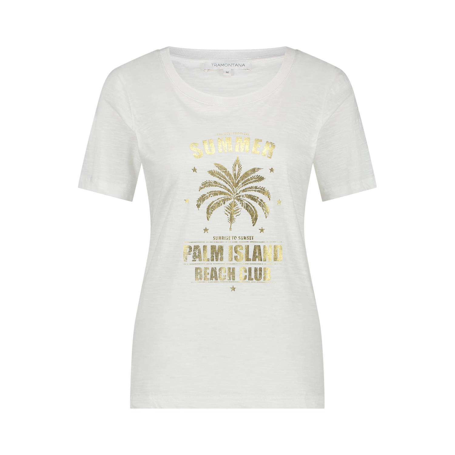 Tramontana metallic T-shirt met printopdruk wit goud