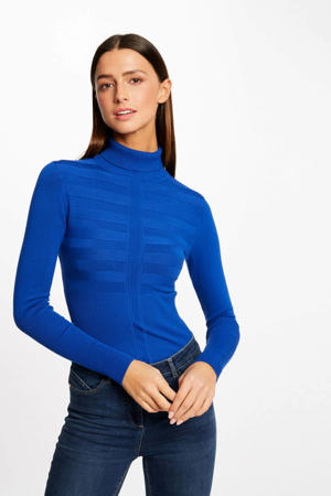 top met ingebreid patroon blauw