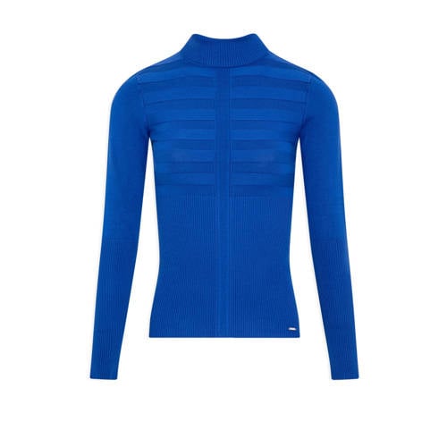 Morgan top met ingebreid patroon blauw-morgan 1