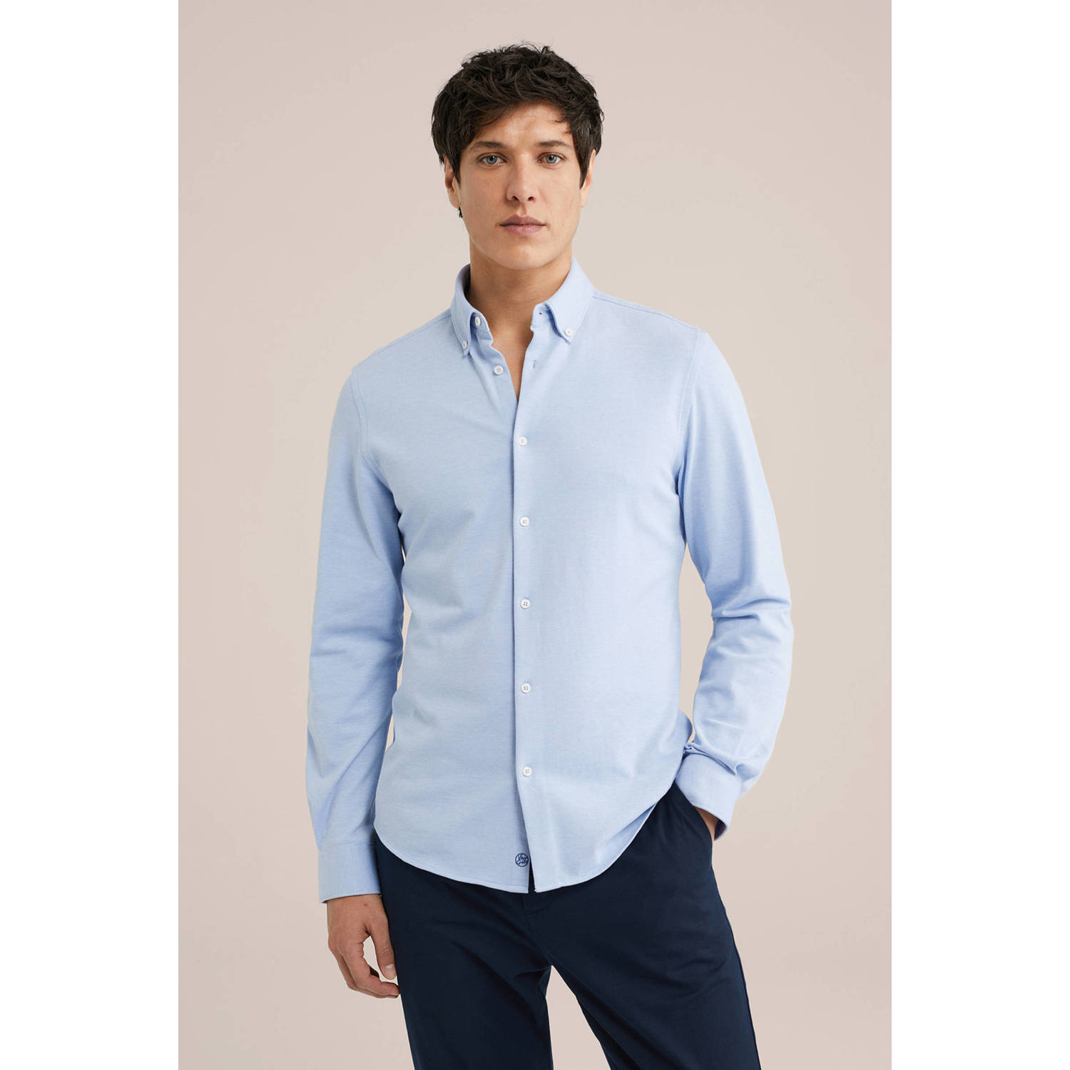 WE Fashion slim fit overhemd lichtblauw