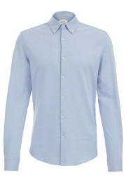 thumbnail: Lichtblauwe heren WE Fashion slim fit overhemd van katoen met effen, lange mouwen en button down sluiting