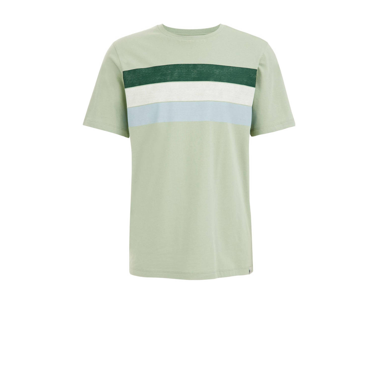 WE Fashion gestreept slim fit T-shirt dusty mint
