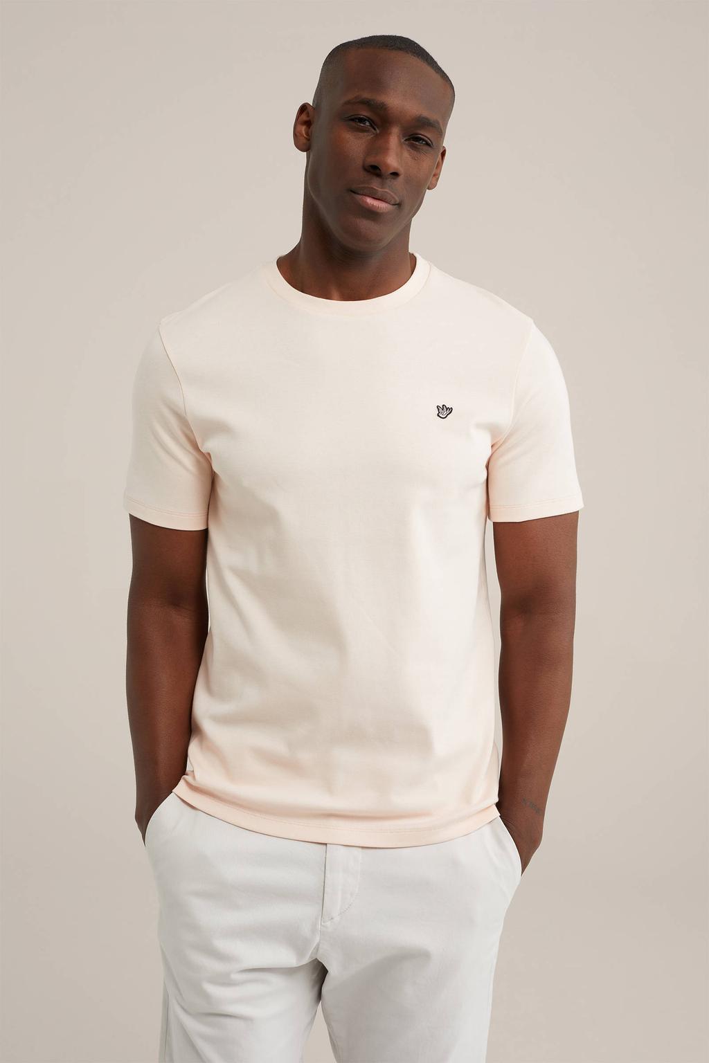 WE Fashion slim fit T-shirt met logo soft serenade