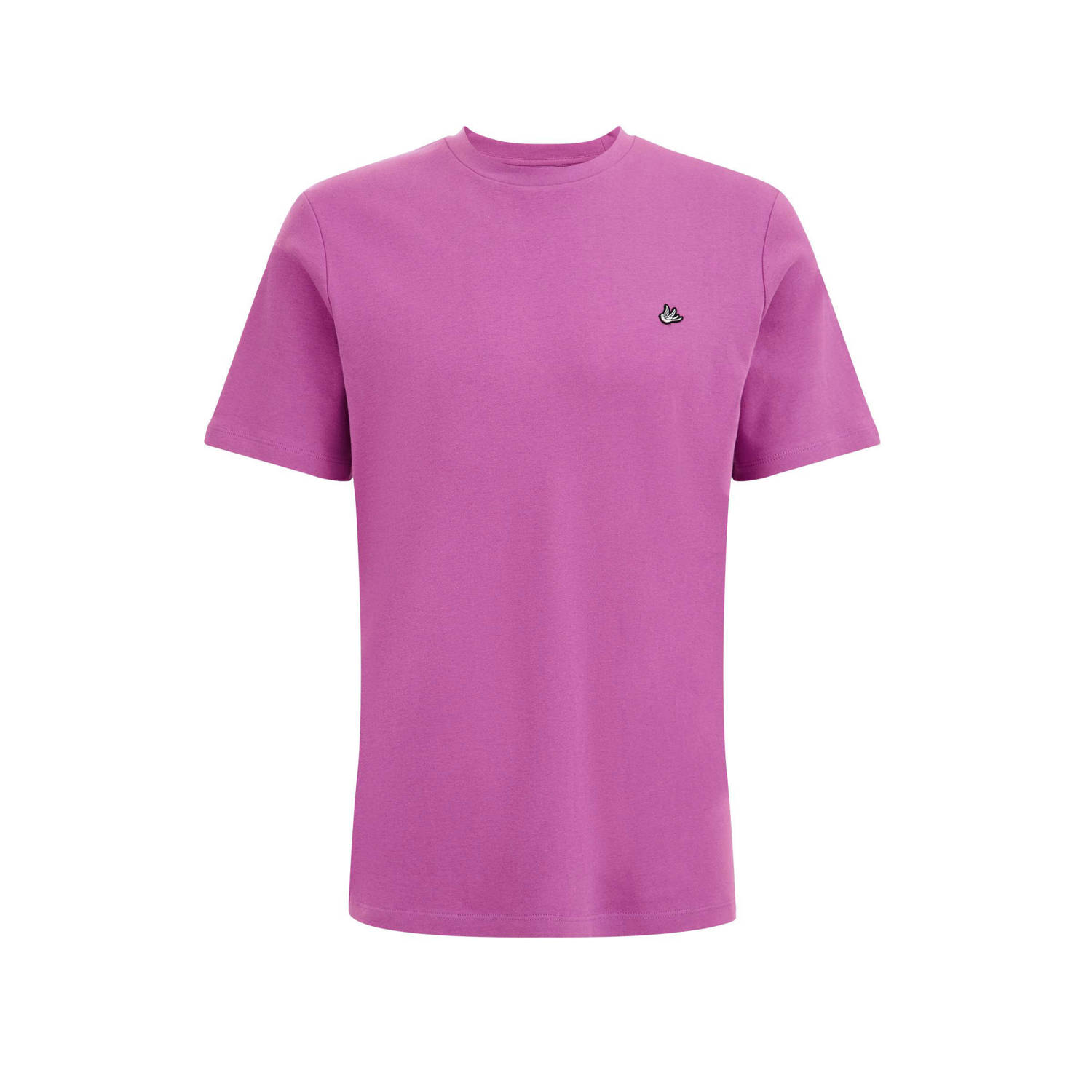 WE Fashion slim fit T-shirt met logo faded raspberry