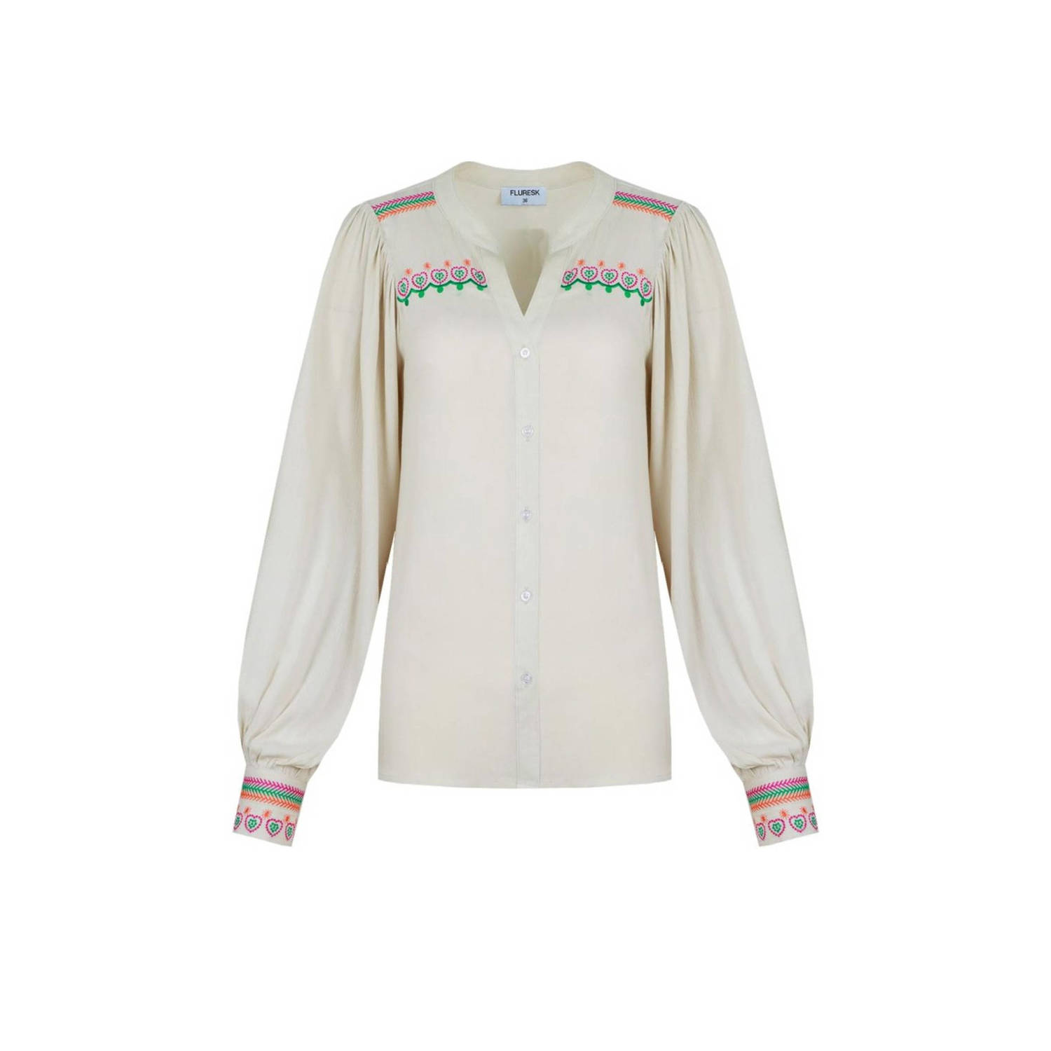 FLURESK blouse Anastasia beige groen roze