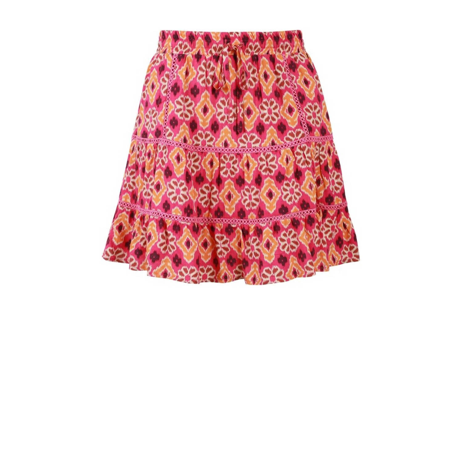 FLURESK rok Athene met all over print roze oranje