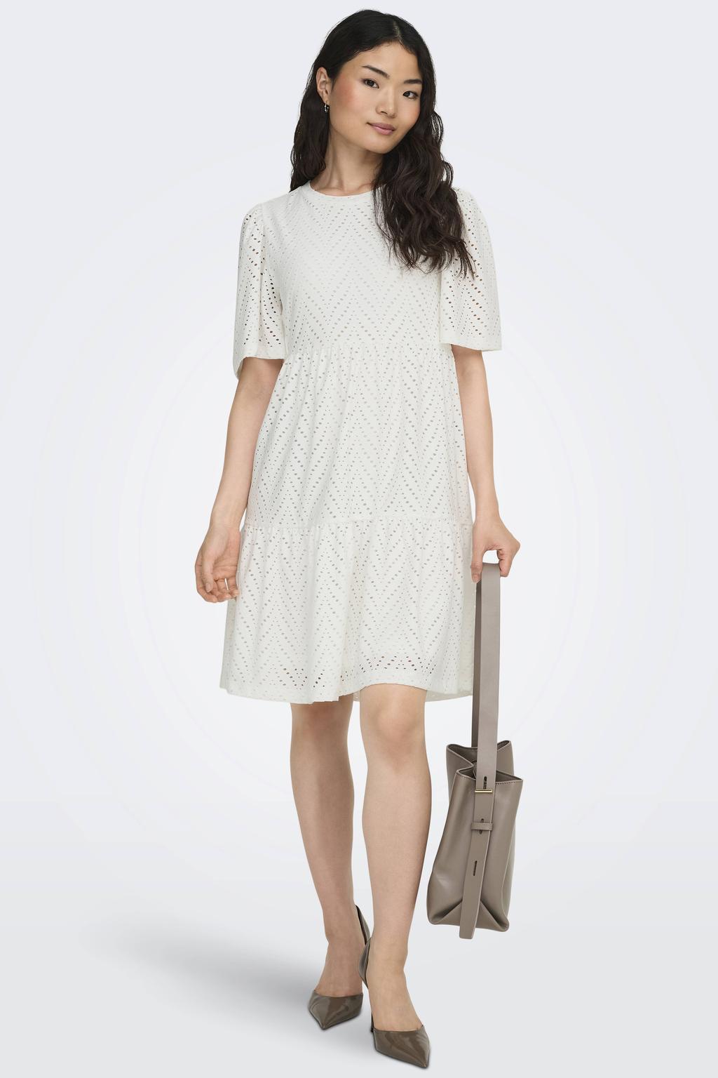 JDY trapeze jurk JDYCARLA met volant wit