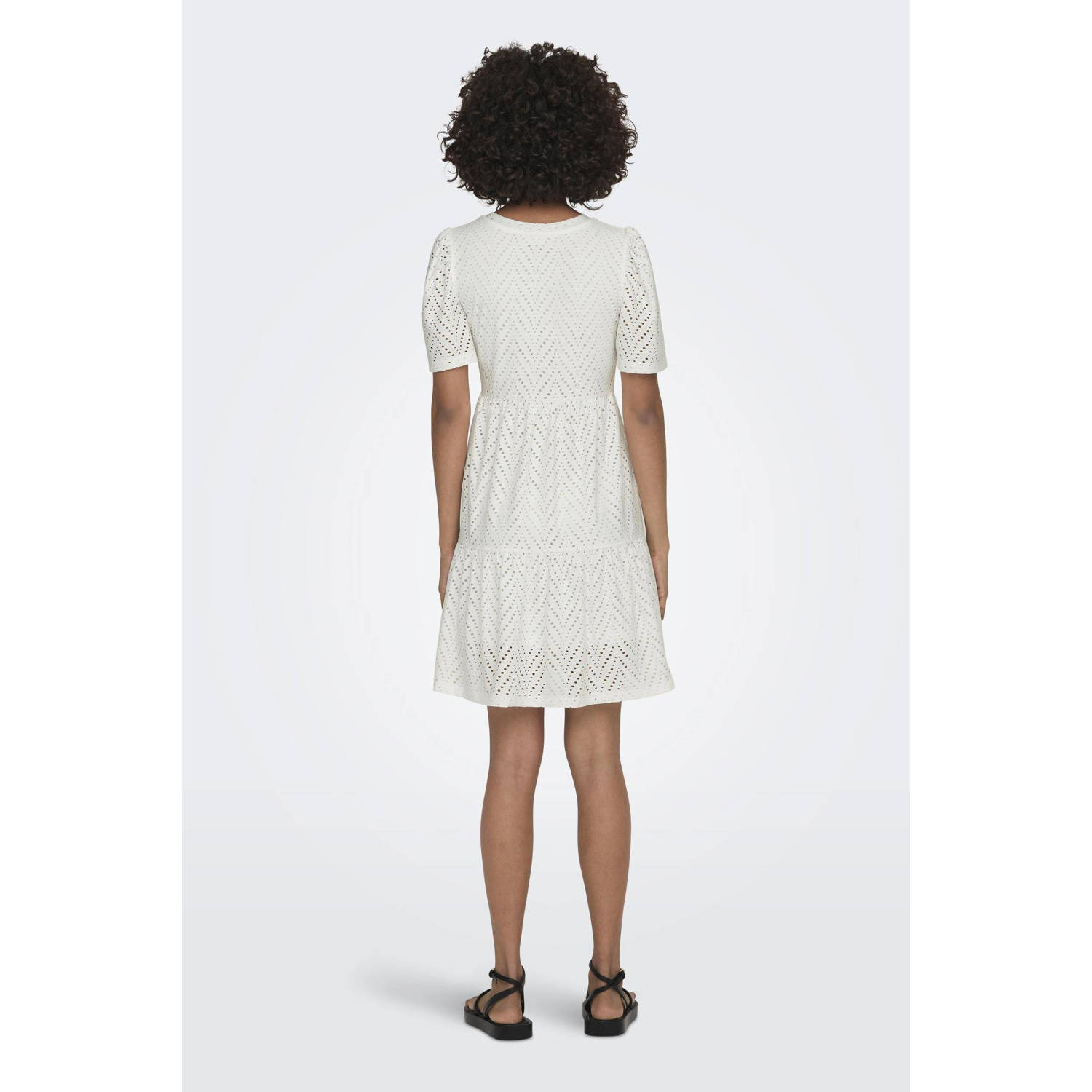 JDY trapeze jurk CARLA met volant wit