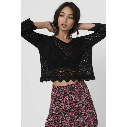 JDY gehaakte top JDYNEW met open detail zwart afbeelding