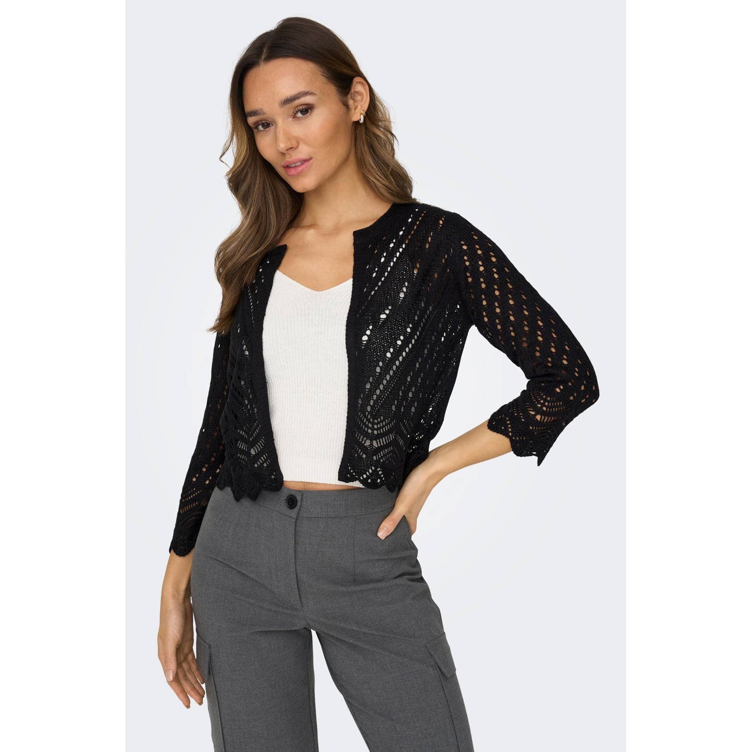 JDY Vest SUN 3 4 CROPPED CARDIGAN KNT NOOS