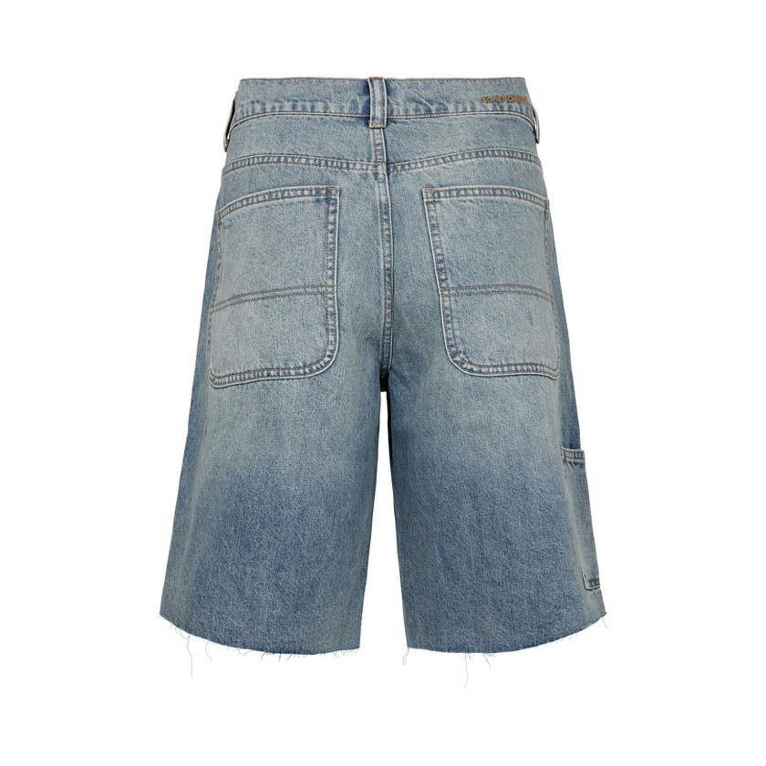 Sofie Schnoor high waist straight fit denim short medium blue denim