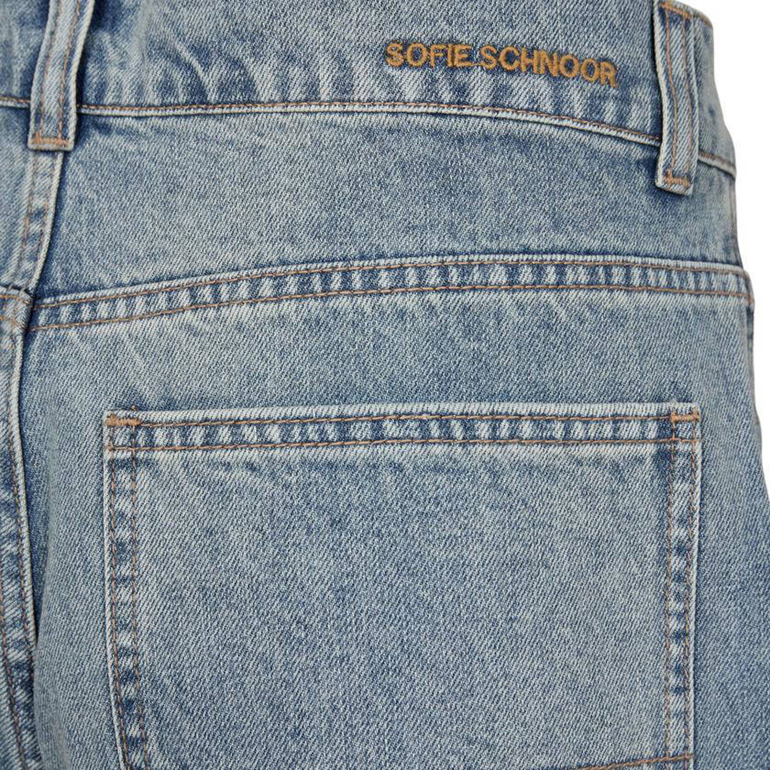 Sofie Schnoor high waist straight fit denim short medium blue denim