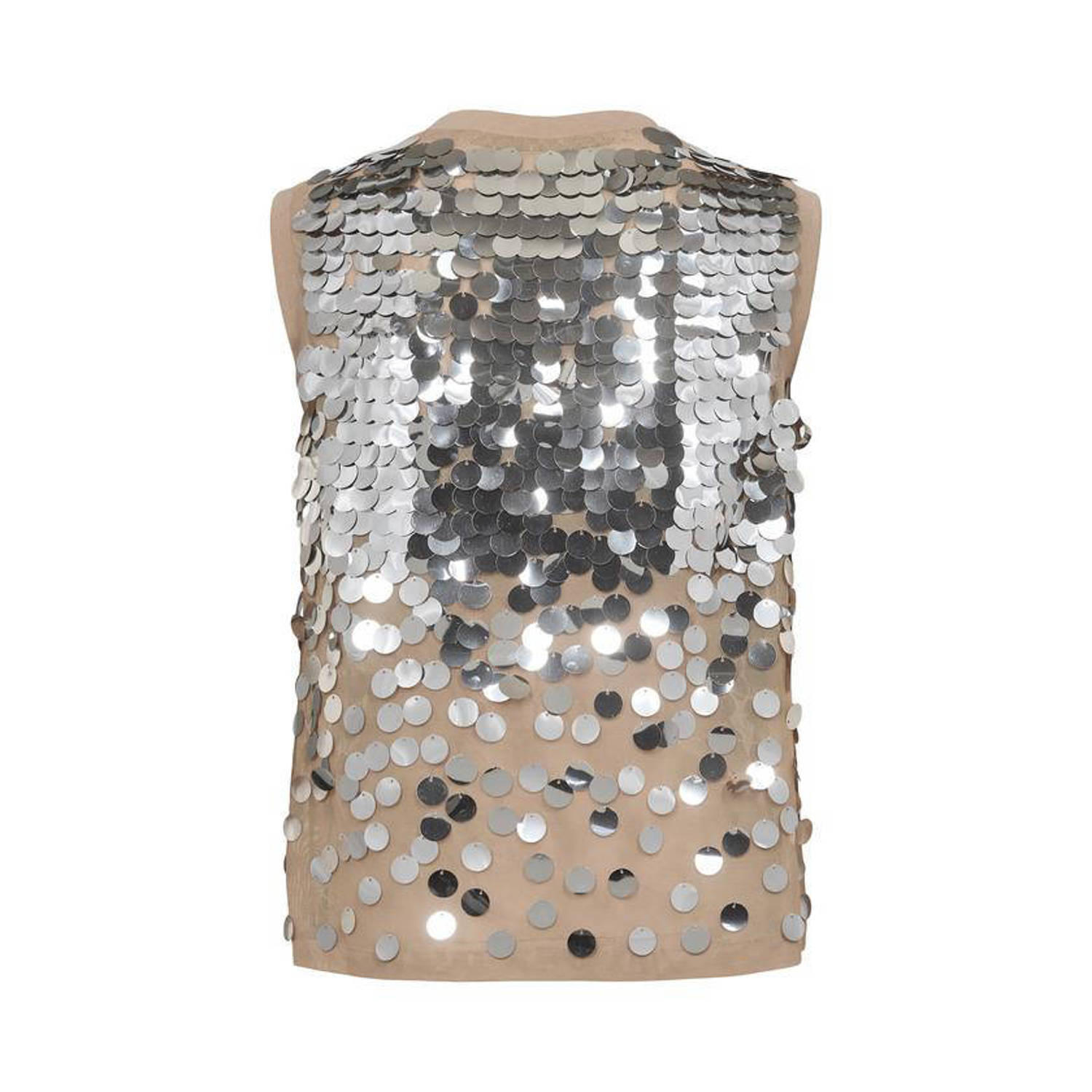 Sofie Schnoor top met pailletten beige zilver