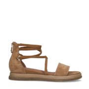 thumbnail: Beige dames No Stress suède sandalen met ritssluiting en effen