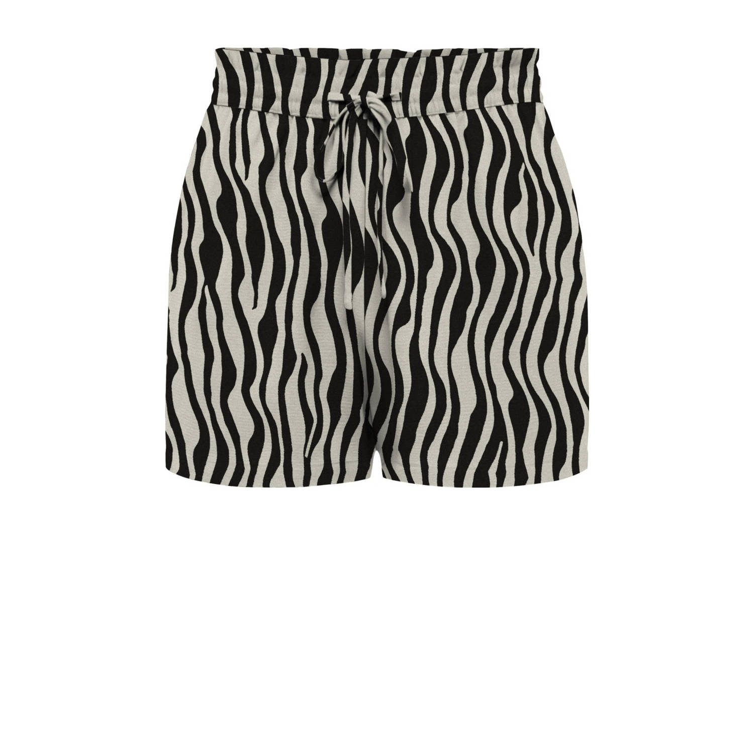 JDY high waist loose fit short PIPER met zebraprint zwart wit